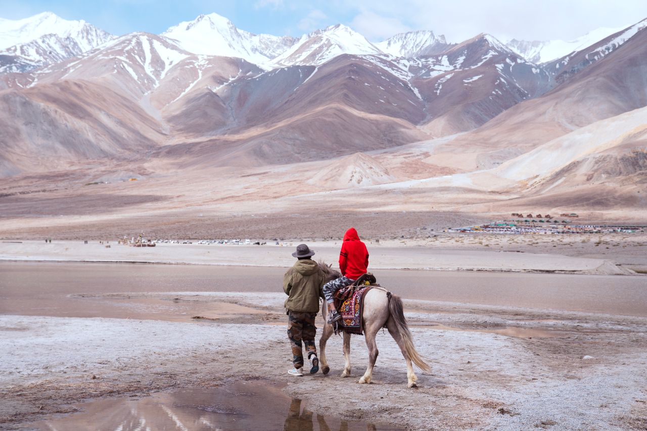 Mastering the First Impression: Your intriguing post title goes here A serene horseback ride along the shores of Pangong Lake, surrounded by the majestic Himalayas.